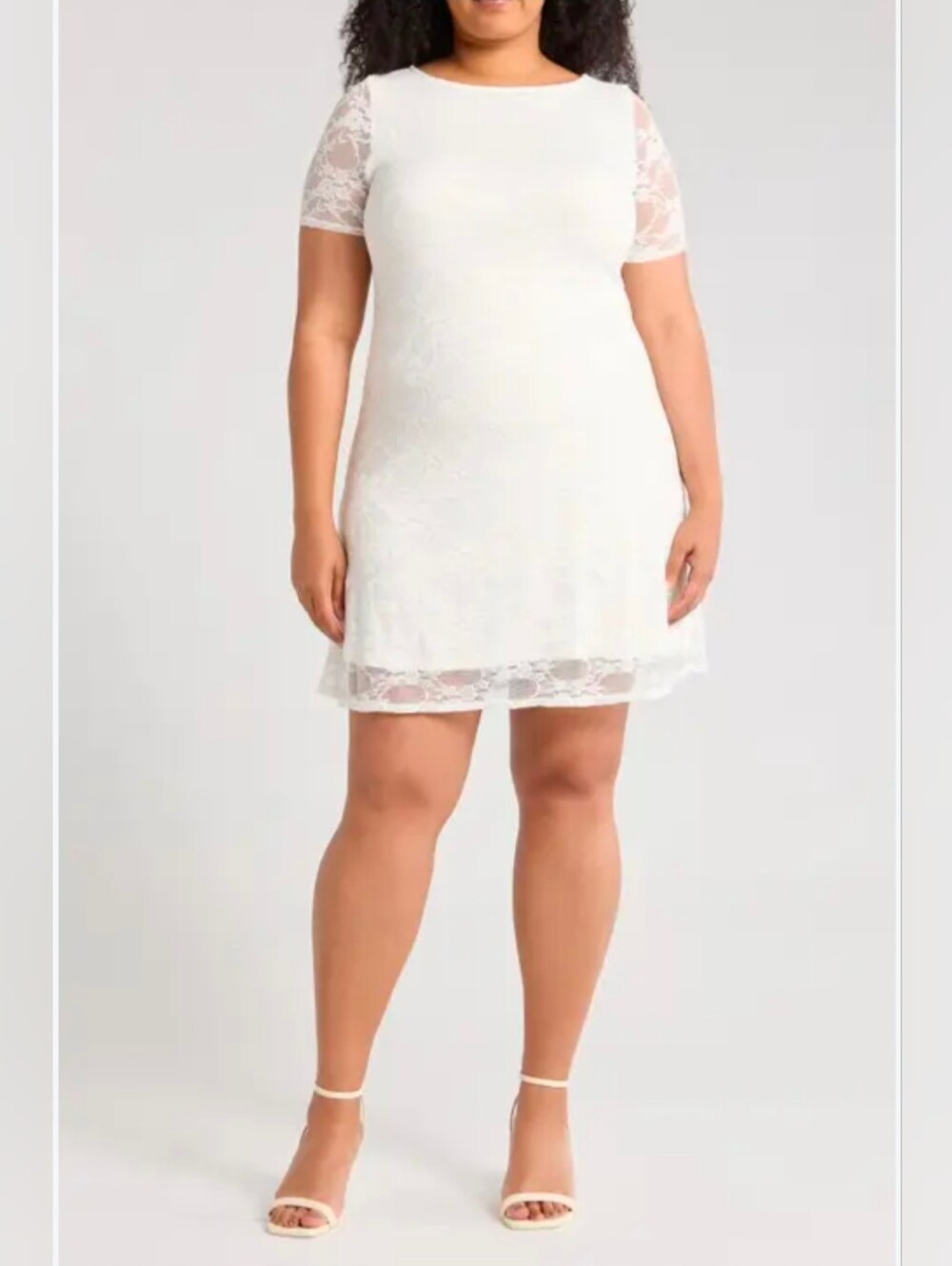 Star Vixen 3X Short Sleeve Lace Skater Dress Off White 2105-AC